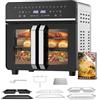 Emphsism Friggitrice ad Aria 23L XXL Mini Forno con Porte alla Francese, 2600W Air Fryer Dual Zone con Smart-Touch, Sync Finish, 15 Programmi, Ricettario & 13 Accessori Inclusi, Metallo