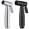 Générique Set di 2 docce a mano per WC, 1 in acciaio inossidabile (argento) + 1 in ABS (nero), spruzzatore per bidet, pulitore per il bagno