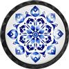 Artinhand Confezione da 4 pomelli rotondi in porcellana blu e bianca con motivo mandala, per armadietti, cassetti, credenze, porte, mobili da cucina e bagno