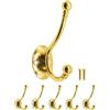 Fuxxer® 5 ganci classici per guardaroba, ganci in ferro, ganci da parete, 90 mm, oro, ottone, set da 5 pezzi