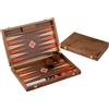 Engelhart-250548 - Backgammon in Legno 15 Pollici (38 cm) Valigetta di Lusso in Radica con Intarsi in Noce - Aperto 48 × 38 cm - Pedine Arancio/Bianco - Dadi e Bicchieri - Gioco di Strategia