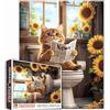 Tucocoo Puzzle Gatto Carino da 1.000 pezzi - Animale seduto sul WC - Per adulti, Gattino, Girasole, Arte Rustica per Gioco di Attività Familiari - Decorazione fai da te