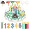 Ainiv Cucina Giocattolo per Bambini Bambino, Torta di Compleanno di Legno con Accessori, Giocattolo Educativo Montessori, Regalo Compleanno Pasqua Halloween Natale Ragazzo Ragazza 18 Mesi+ Anni, Blu