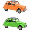OPO 10 - Lotto di 2 Auto in Miniatura compatibili con Citroën 2CV Verde e Arancione Scala 1:64 3 Pollici 7,5 cm Norev - L3IN7