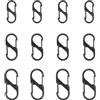 JRSHIRLEYLTD 12 piccoli moschettoni, nero, piccolo, doppia apertura a molla, clip portachiavi, 3 misure, anello a S, bloccaggio, fibbia a moschettone, gancio doppio clip in metallo per attività all'aperto,