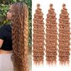 Mscat 18 Inch Ocean Wave 3 Pack Crochet hair Extexsions Long Braids Brown Deep Wave sintetico capelli ricci Braiding hair for Black Women 30#