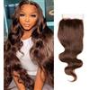 Arenshxc Capelli umani brasiliani vergini 10,2 x 10,2 cm, colore castano cioccolato con pizzo trasparente con baby hair dall'aspetto naturale, attaccatura libera e ondulata liscia, 50,8 cm