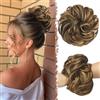 FESHFEN Chignon Finto per Capelli, Elastici Chignon Finti Sintetica Ondulato Capelli Naturale Coda di Cavallo Biondo Caramello con riflessi Marrone Posticci Spessi Updo per Donne Ragazze, 55g