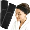 jazzylab Fascia capelli cosmetica in spugna - Cerchietto regolabile per trucco, cura del viso, spa e benessere - Fascia morbida con chiusura a strappo | Nero, 2x fasce