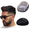 SeraphicWig Toupee di capelli umani per gli uomini, attaccatura dei capelli naturale pizzo anteriore con perimetro della pelle Sistema di capelli da uomo Colore naturale Top Hair Pieces Mono Lace
