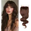 Arenshxc 4 X 4 Closure Human Hair brasiliano Chocolate Brown Color Trasparente Lace 180% Density Baby Hair Natural Look Hairline Free Part & Silky Body Wave 14 Pouces
