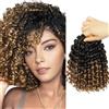 BECUS Crochet Hair Gogo Curl Crochet Braids per donne nere, onde profonde, onde d'acqua ricci, trecce intrecciate, extension sintetiche, 3 confezioni (nero/biondo #1B/27)