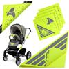 SINOTATO 5 pezzi catarifrangenti per passeggino, universali con chiusura in , per passeggino, zaino, bicicletta, rimorchio, sedie a rotelle, graziose nuvole, luna, stelle, colore giallo fluo