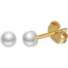 HeyMeili Orecchini donna perla coltivata d'acqua dolce bianco orecchini a bottone perle in argento sterling 925 placcato oro, 3.0mm