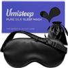 Umisleep 100% pura seta maschera, 22 momme 6A, morbida e liscia, traspirante, per donne e uomini, migliore tenuta della luce, con custodia da viaggio, Maschera per gli occhi regolabile (Rosa)