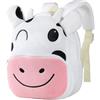 HAHASHOW Zainetto Asilo Bambino 2-4 Anni Zaino Asilo Bimba e Bimbo in Peluche con Design Animali Carini per Asilo e Viaggi (Mucca)
