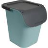EDA - Pattumiera di raccolta 40 litri - Pattumiera selettiva con coperchio - Ampia apertura - sovrapponibile e imboitabile - Verde eucalipto