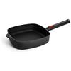 Woll Diamond Logic XR - Padella quadrata in ghisa induttiva, 24 cm x 24 cm, altezza 6 cm, con manico rimovibile, adatta a tutti i piani cottura, in alluminio pressofuso, resistente al forno, colore:
