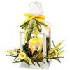 Flair Flower Lanterna decorativa bianca, 23 cm, con candela a LED, funzionamento a batteria, lanterna primaverile con mimose e fiori, decorazione pasquale per soggiorno, balcone, davanzale, decorazione autunnale