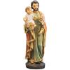 DRW Figura religiosa di San Giuseppe con Bambino Gesù in Resina Dipinto a Mano 4x4x13 cm