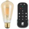 EGLO connect.z Smart Home-Set, 2x lampadine Led E27, ST64, con telecomando, ZigBee, app e controllo vocale, dimmerabile, design vintage ambra, 500 lumen e 5,5 W ciascuna, bianco caldo