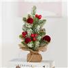MYELLU Burlap Mini Albero di Natale con Luci - Decorazione da Tavolo per Casa, Ufficio, Festività(Red Ornament)