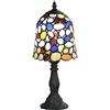 Bieye L30729 Lampada da tavolo in vetro colorato in stile Tiffany con paralume largo 6 pollici, multicolore, alta 15 pollici