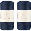 S SENSY 2 matasse di filato Sensy Premium 2 mm 230 metri corda di poliestere, 100% polipropilene cordoncino macramè da 2 mm, borsa all'uncinetto, corda macramè, corda per uncinetto, regalo per maglieria (blu
