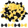QUARKZMAN 50Pz Fiocchetti Giallo Brillante e Nero 1.5 x 1 Mini Fiocco di Nastro Raso Multicolori Piccoli per Cucito DIY Scrapbooking Regalo Presente Decorazione Casa Natalizi