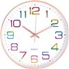 CIMOYBAI 12 Pollici Orologio da Parete Silenzioso Moderno, 30 cm Silenzioso Senza Ticchettio, Cifre 3D colorate orologio parete per camere, casa, cucina, Scuola, ufficio (Rosa guld-L)