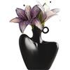 Yizzwtc Vaso a Forma di Corpo Donna, Vaso Corpo Femminile Nero, Vasi Decorativo in Ceramica Nero Moderno Minimalista per Soggiorno Camera da Letto Casa e Ufficio 21x18.5cm (Nero Opaco)