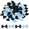 QUARKZMAN 50Pz Fiocchetti Blu e Nero 1.5 x 1 Mini Fiocco di Nastro Raso Multicolori Piccoli per Cucito DIY Scrapbooking Regalo Presente Decorazione Casa Natalizi