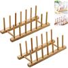 DOULEIN Scolapiatti in Bambù 2 pezzi Scolapiatti scolapiatti in Legno per Stoviglie Supporto per Stoviglie in Bambù per Piatti, Tazze, CD, Bicchiere per Vino, Libro