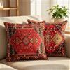 Hopomoon Federe per cuscini in stile orientale 45x45 cm Set da 2 federe per cuscini con motivi persiani rossi e neri per decorazioni boho vintage
