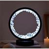 NNOVAT Lampada in cristallo naturale, tre modalità di illuminazione, luminosità regolabile, alimentazione con porta USB (cristallo bianco rotondo nero)