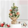 MYELLU Burlap Mini Albero di Natale con Luci - Decorazione da Tavolo per Casa, Ufficio, Festività(Gold Ornament)
