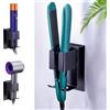 WAYASI Supporto Phon Piastra, Supporto da Parete Senza Foro per Piastre Porta Asciugacapelli, Porta Phon e Piastra, Adatto per Asciugacapelli, Piastre e Arricciacapelli (Nero, 1PC)