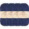 BambooMN JubileeYarn - Gomitolo di filato sportivo in cotone di bambù, 4 matasse, 50 g/matassa, colore: blu notte fredda