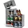 PANOONA Scatole per scarpe da ginnastica e da ginnastica, impilabili, in plastica con porta trasparente, 33,5 x 25 x 18 cm, per scarpe fino alla taglia 46, nero (6 pezzi)