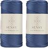 S SENSY Sensy, Confezione da 2 cordoncini in poliestere da 2 mm, 230 metri, 100% polipropilene, per macramè, 2 mm, per uncinetto, macramè, uncinetto, filo per lavori a maglia (Denim)