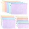 Mutsitaz 15 Pezzi Borse di File Mesh, A4+A5+A6 Sacchetto Impermeabile, Buste Plastica Zip,Trasparenti Cartelline Portadocumenti, per Documenti, Ricevute, Scolastico, Accessori da Viaggio,5 Colori