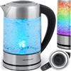 Berdsen Bollitore elettrico con regolazione della temperatura 60 - 100 °C - Vetro LED - Display touch - 2200 W - 1,7 l - Acciaio inossidabile - Argento-Nero