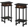 Furinno TURN-N-TUBE Night Stand Set of 2, Comodini a 3 Livelli con Ripiani Aperti e Contenitore, Tavolino Alto, Tavolino Laterale, per Camera da Letto, Soggiorno, Espresso