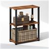 Furinno TURN-N-TUBE 3 Ripiani, Scaffale, Libreria, Mensole Aperte, con Listelli in Legno, Poli Quadrati, per Organizzazione Indoor/Outdoor, Garage, Soggiorno, Naturale