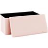 PINPLUS Panca Contenitore Pieghevole in Tessuto Peluche, Puff con Ampio Vano, Poggiapiedi Comodo per Camera, Salotto e Ingresso, 76.5x38x38 cm, Rosa