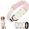 Playexen Collare per Cani Collari Regolabile 35-50 cm in Morbido Velluto a Coste con Cotone per Gatto&Cane Taglia Piccola Media Grande Accessori Collare per Cuccioli Animali di Media Large 2,5cm Rosa