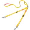 HOWGO Guinzaglio doppio per cani, nessun groviglio, girevole a 360°, regolabile con due manici imbottiti, doppia clip, accoppiatore per guinzaglio per cani di taglia grande e media (giallo, 1,2 cm x