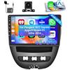Hikity 4+64GB Android 15 Radio Wireless Carplay Android Auto per Peugeot 107/ Toyota Aygo/Citroen C1 2004-2014 con Touch Screen da 10 Pollici Navi GPS Mirror Link HiFi AI DSP Bluetooth Backup Camera
