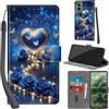 PHINIENLAND Cover per Motorola Moto G35 custodia portafoglio Cuore | 3 scomparti carte, 1 tasca banconote, Chiusura magnetica, Supporto, Pelle PU flip cover per Moto G35