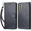 KENHONER Compatibile Cover con Samsung Galaxy S21 FE,Premium Pelle PU Portafoglio Flip Libro Custodia Cover per Samsung S21 FE [Protezione Completa] (Nero 3D)